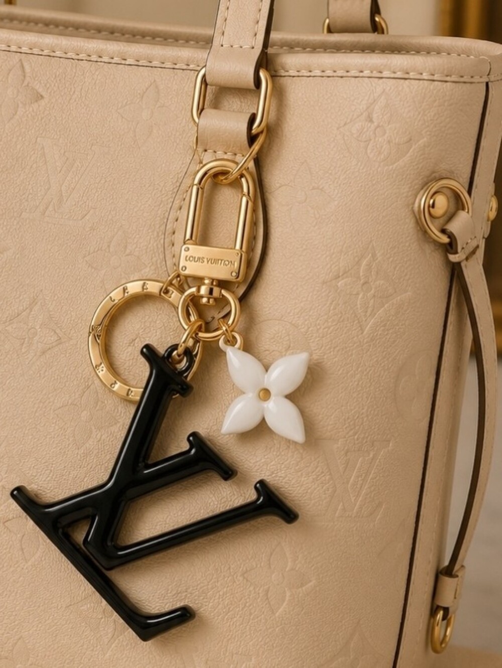 Black, White And Gold Silver Bag Charm